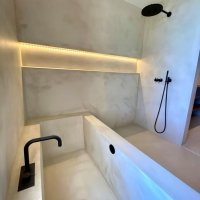 Baignoire en béton ciré.